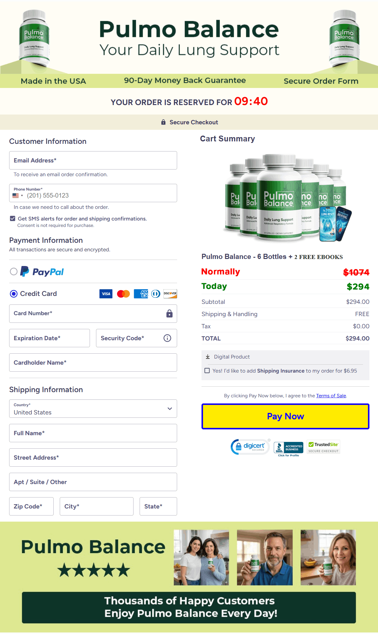 Pulmo Balance-Secure Checkout Page